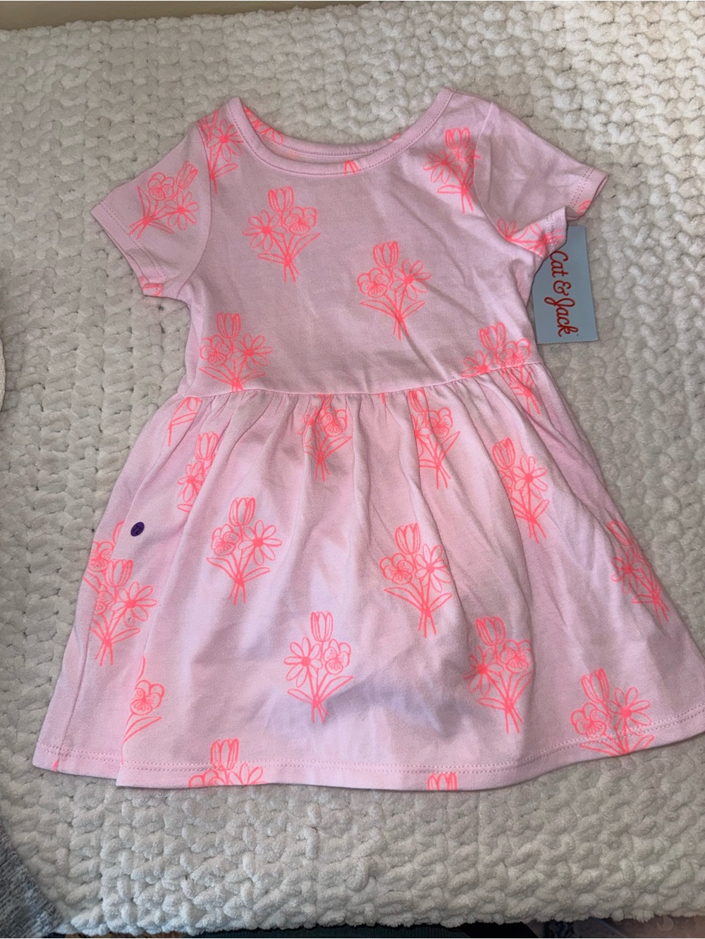 Cat & Jack Light Pink Dress with Neon Pink Floral Print